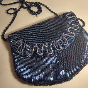 Vintage Blue Beaded Purse,bag